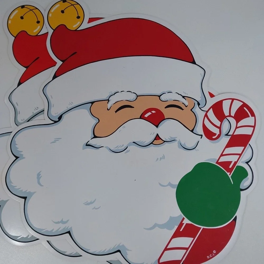 VINTAGE SANTA Candy Cane CHRISTMAS VINYL‎ PLACEMATS (2)